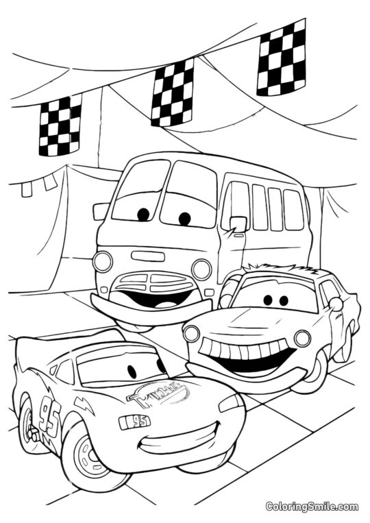 McQueen avec des amis - Page de Coloriage