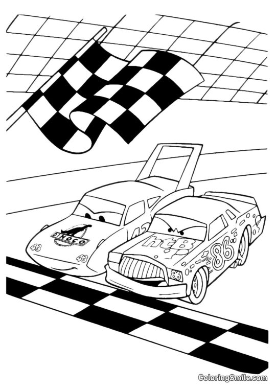 Voitures au départ - Page de Coloriage