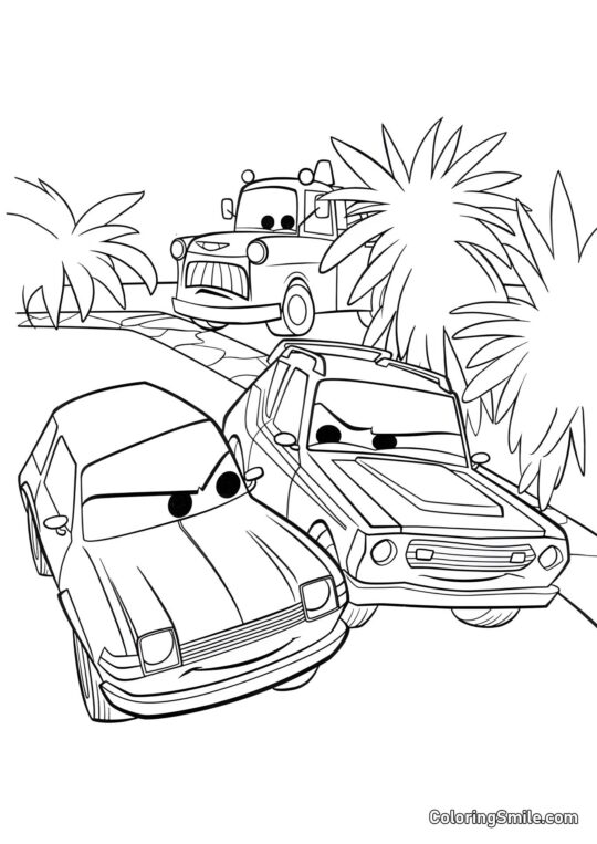 Les voitures élaborant un plan astucieux - Page de Coloriage