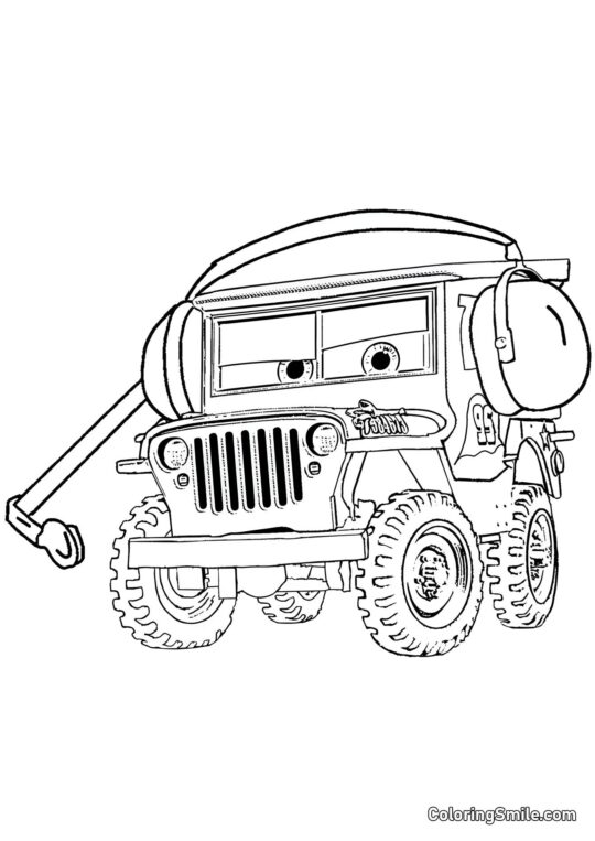 Voiture avec des écouteurs - Page de Coloriage