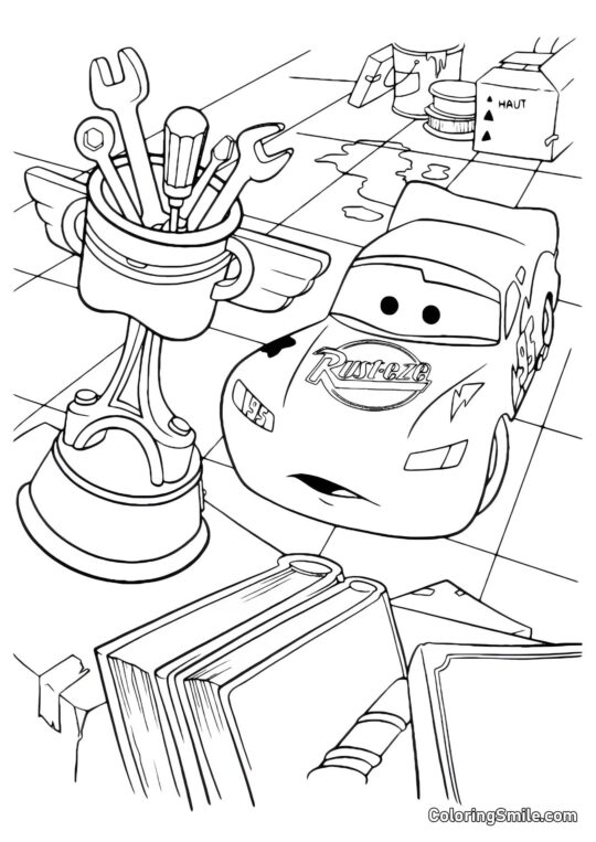 McQueen et la coupe - Page de Coloriage
