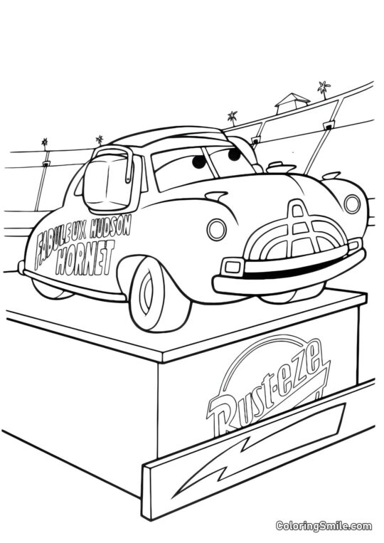 Doc Hudson sur un piédestal - Page de Coloriage