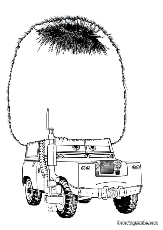 Voiture avec un chapeau drôle - Page de Coloriage