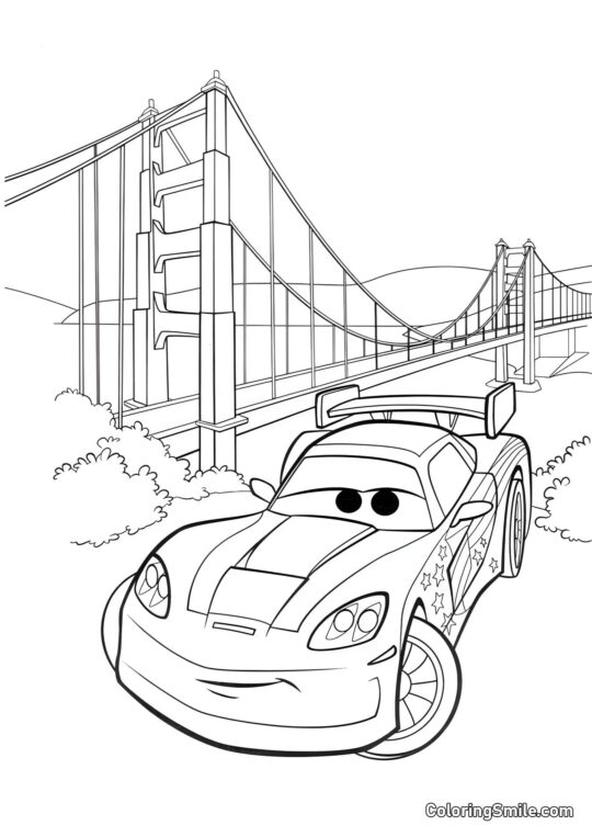 Jeff Gorvette près du pont de Brooklyn - Page de Coloriage
