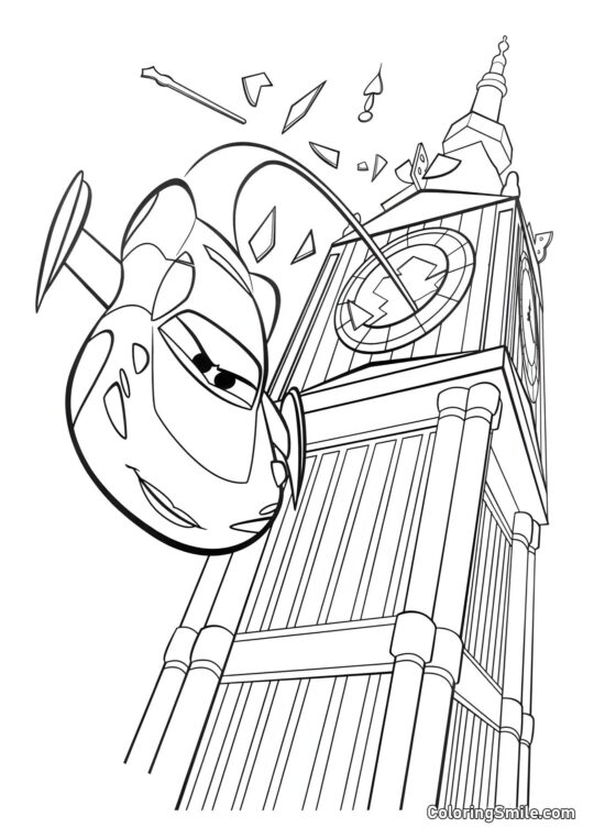 Voitures en vol - Page de Coloriage