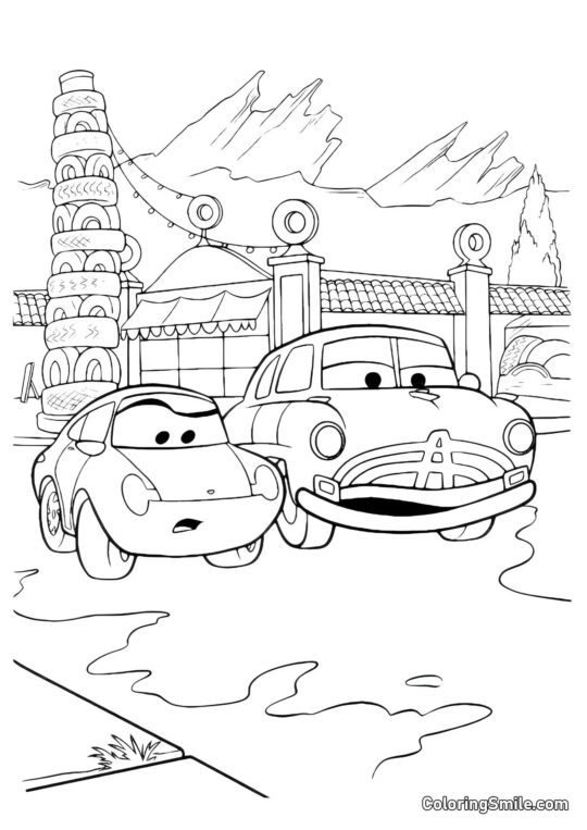 Voitures à l&rsquo;intersection - Page de Coloriage