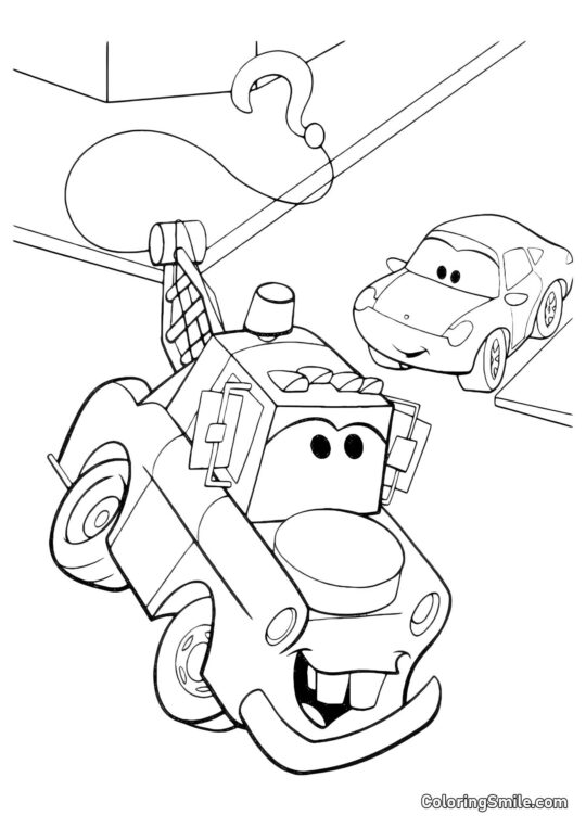 Voiture avec un crochet - Page de Coloriage