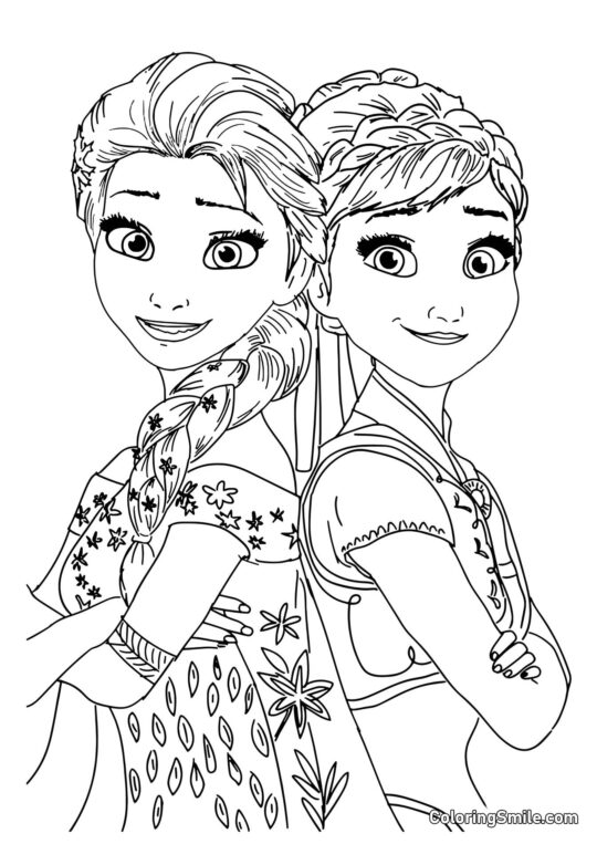 Elsa et Anna - Page de Coloriage