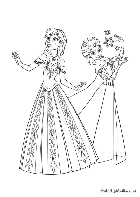 Princesse Anna et Elsa - Page de Coloriage