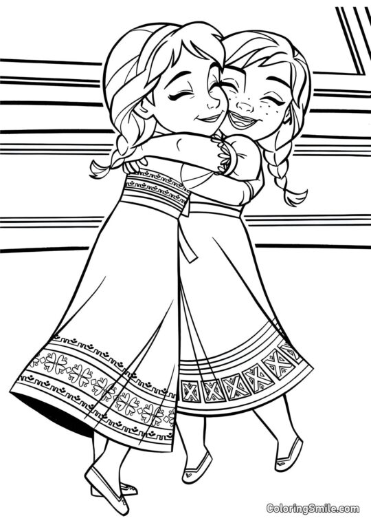 Petite Anna et Elsa - Page de Coloriage