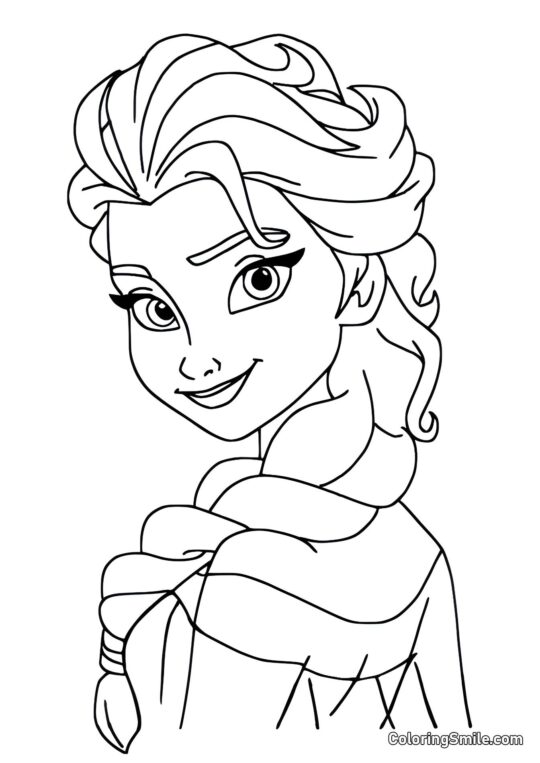 Elsa regarde par-dessus son épaule - Page de Coloriage