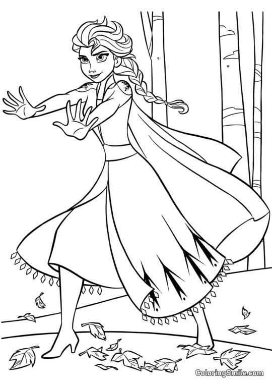 Elsa dans la Forêt Enchantée - Page de Coloriage