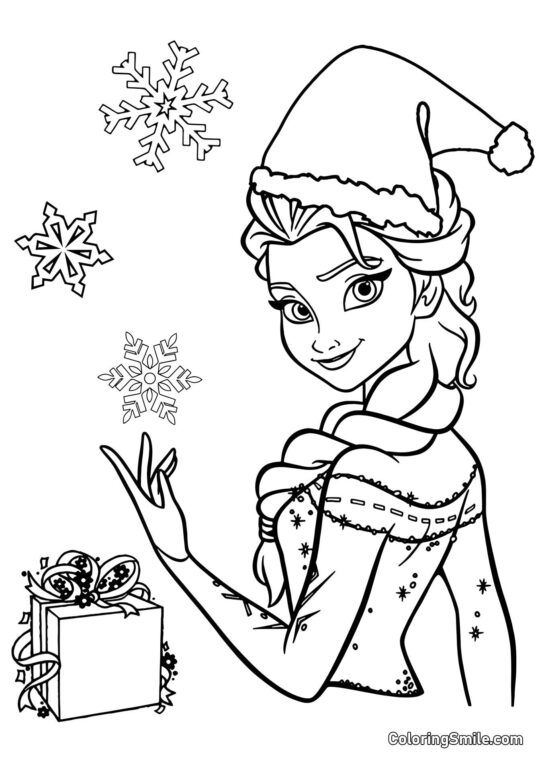 Elsa et les flocons de neige - Page de Coloriage