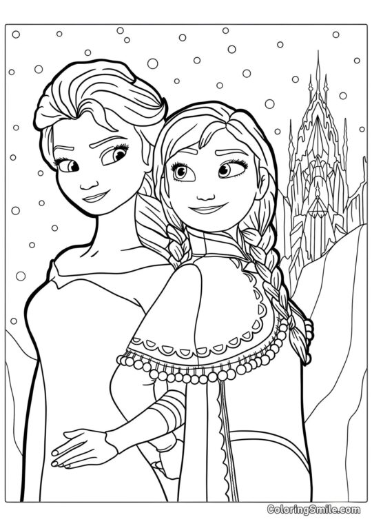Sœurs Elsa et Anna - Page de Coloriage
