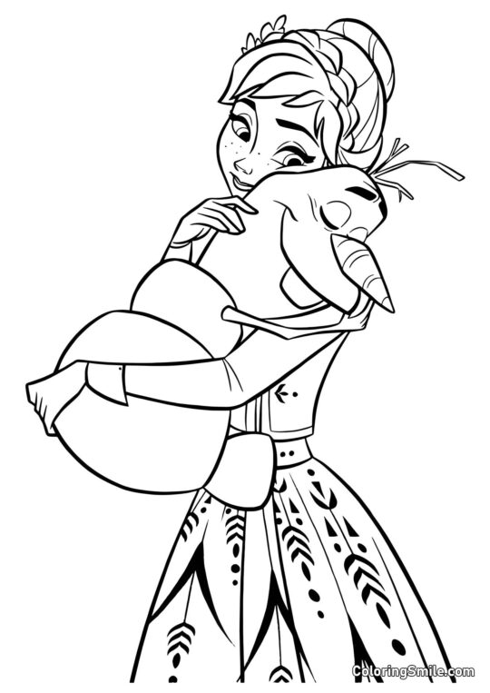 Anna étreint Olaf - Page de Coloriage