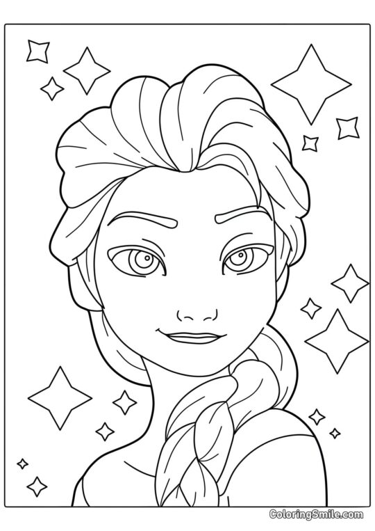 Elsa de Frozen Heart et étoiles - Page de Coloriage