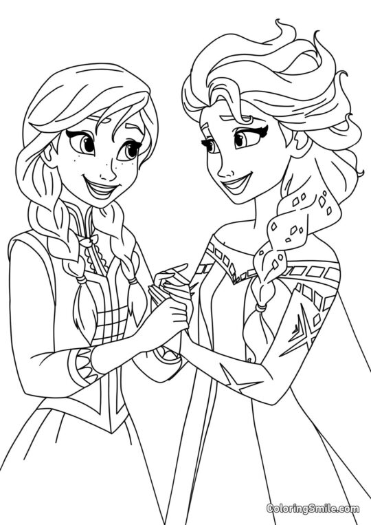 Anna et Elsa - Page de Coloriage