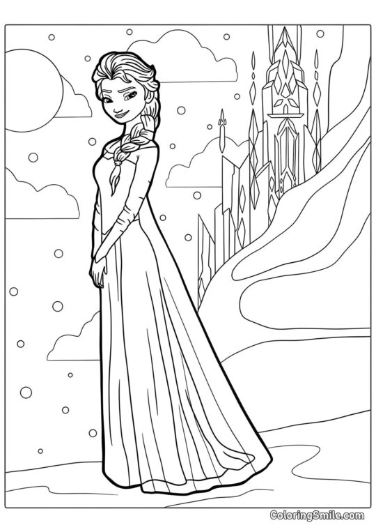 Elsa et le château de glace - Page de Coloriage
