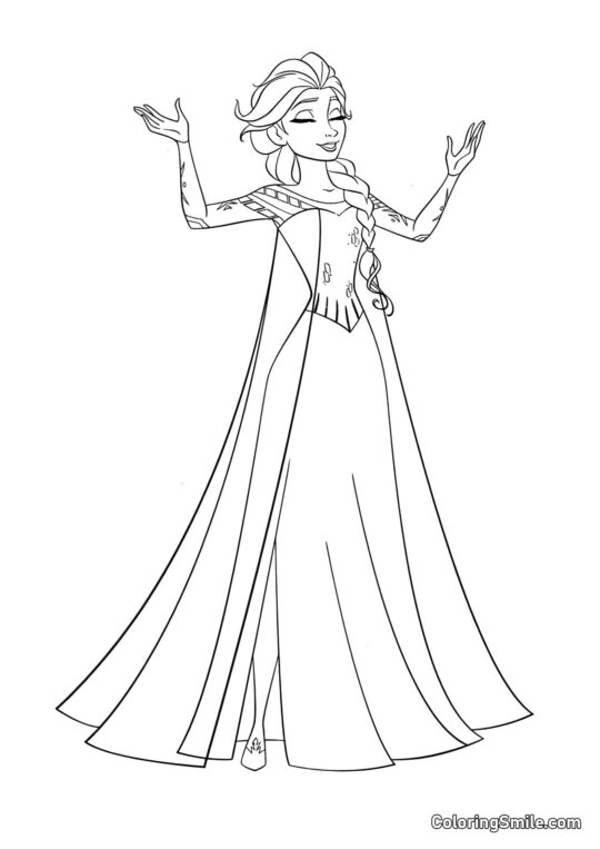 Elsa les mains levées - Page de Coloriage