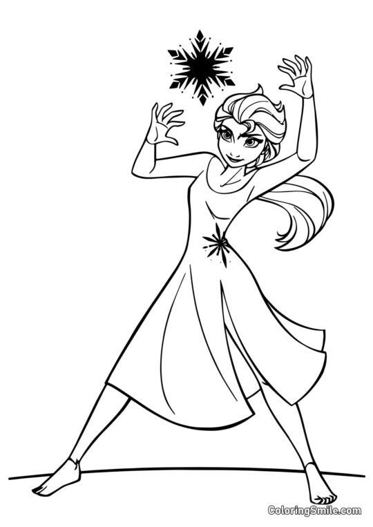 Elsa et un flocon de neige - Page de Coloriage