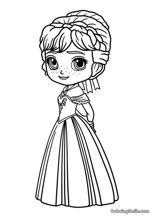 Chibi Anna de Frozen Heart - Page de Coloriage