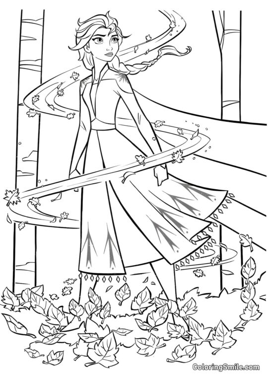 Elsa et l&rsquo;Esprit du Vent - Page de Coloriage