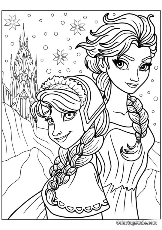 Frozen Heart Anna et Elsa - Page de Coloriage