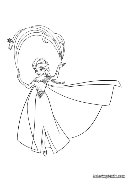 Elsa avec la magie de la neige - Page de Coloriage