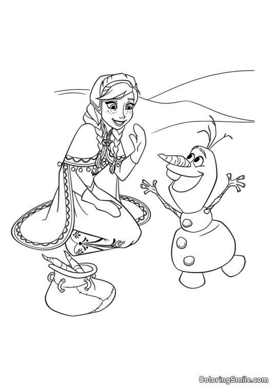 Anna et Olaf - Page de Coloriage