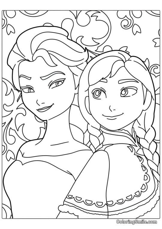 Elsa et sa sœur Anna - Page de Coloriage
