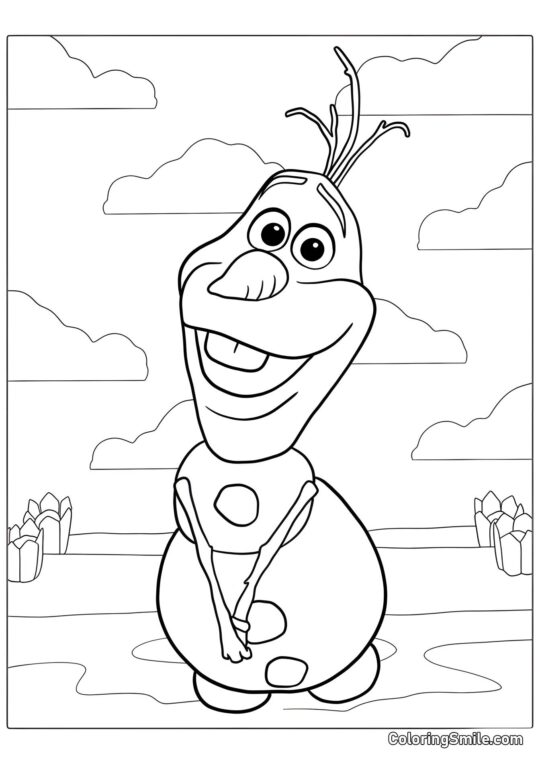 Mignon bonhomme de neige Olaf - Page de Coloriage