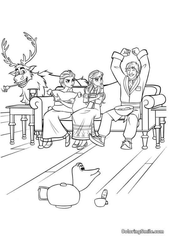 Personnages de Frozen Heart 2 jouant au crocodile - Page de Coloriage