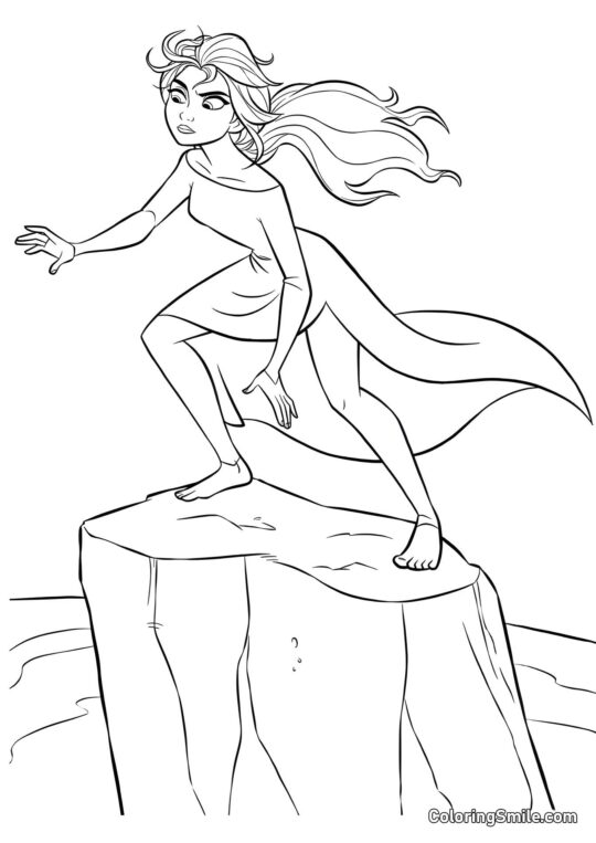 Elsa sur un iceberg - Page de Coloriage