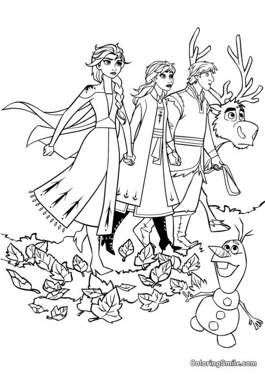 Personnages de Frozen Heart 2 dans la Forêt Enchantée - Page de Coloriage