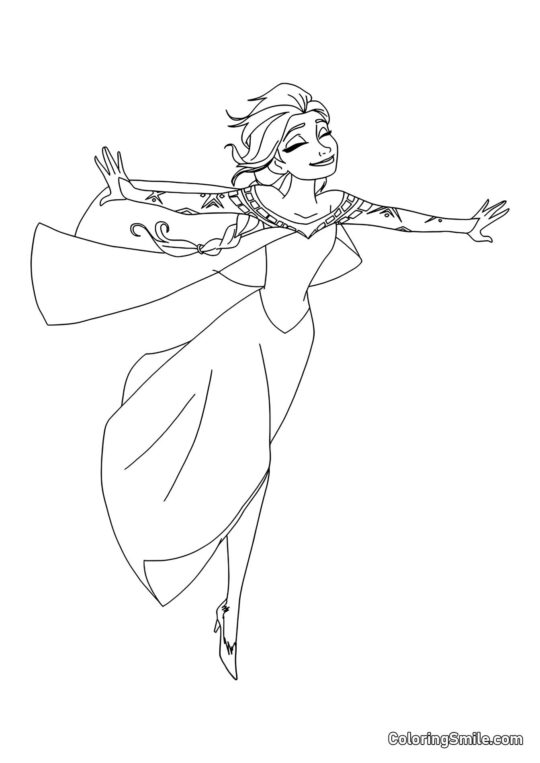 Elsa joyeuse - Page de Coloriage