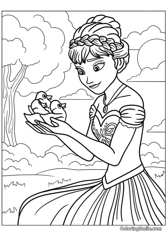 Anna et les canetons - Page de Coloriage