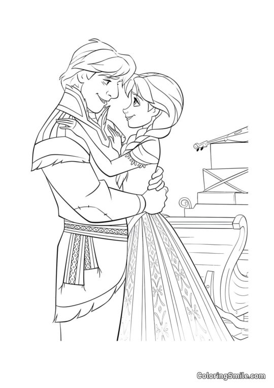 Anna et Kristoff - Page de Coloriage