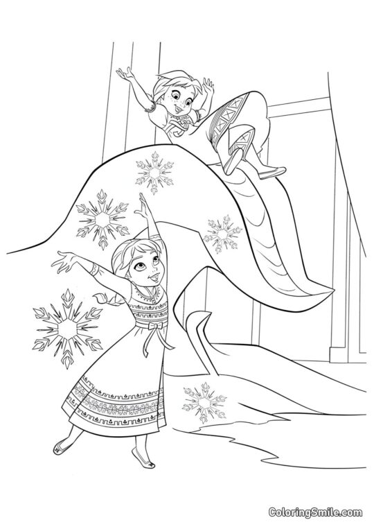 Petite Anna et Elsa - Page de Coloriage
