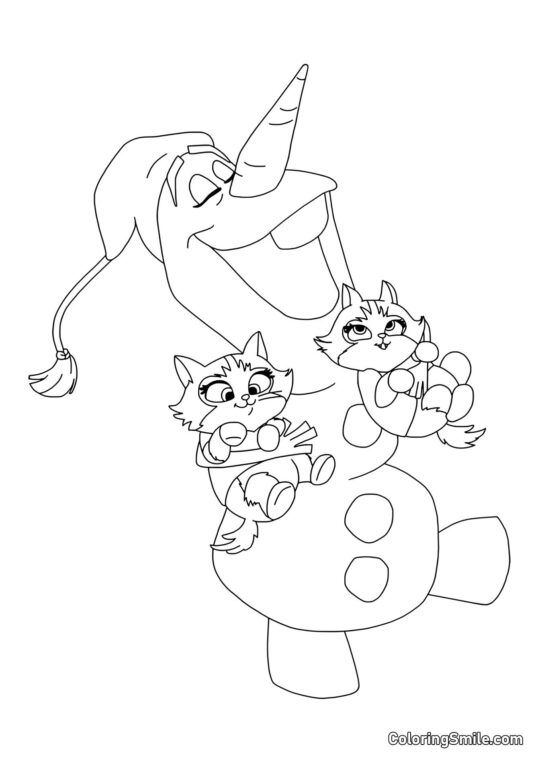 Olaf et les chatons - Page de Coloriage