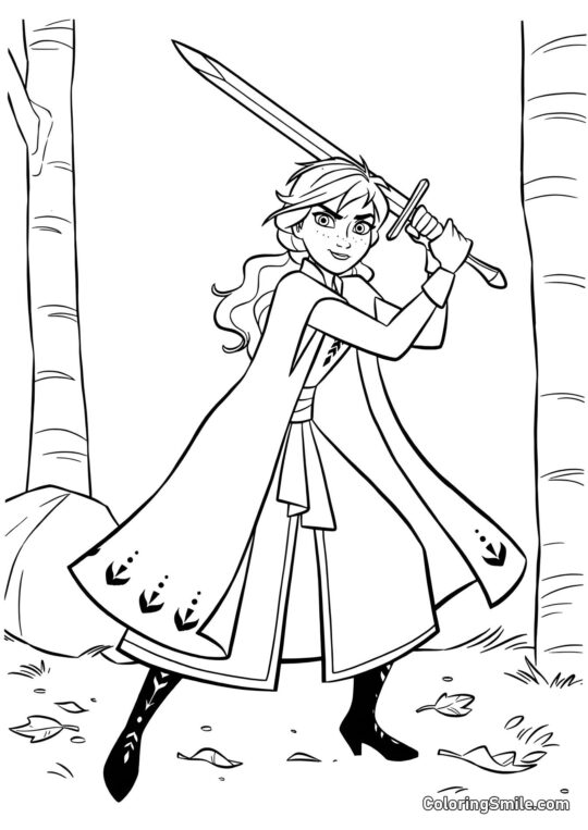 Anna avec une épée - Page de Coloriage