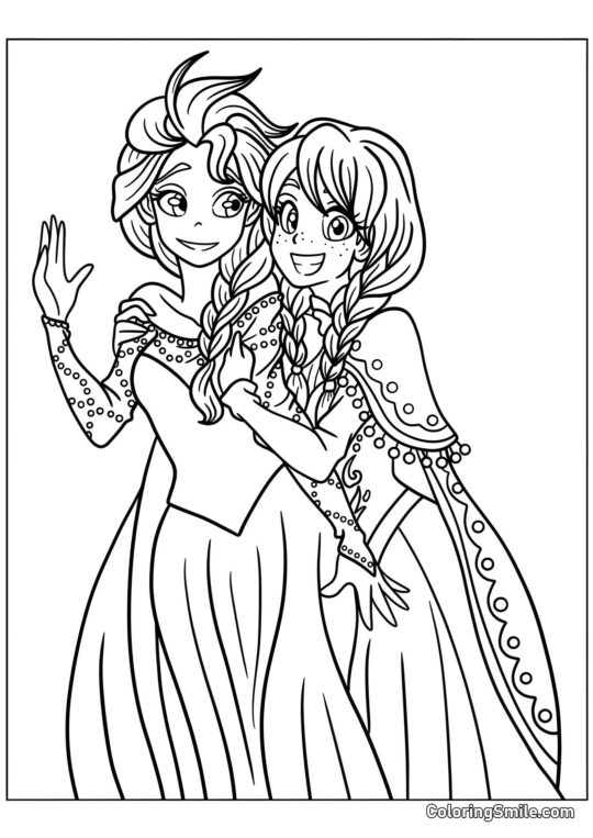 Anime Anna et Elsa - Page de Coloriage