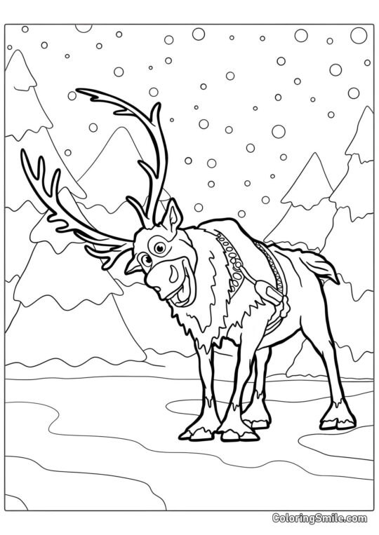 Renne Sven de Frozen Heart - Page de Coloriage