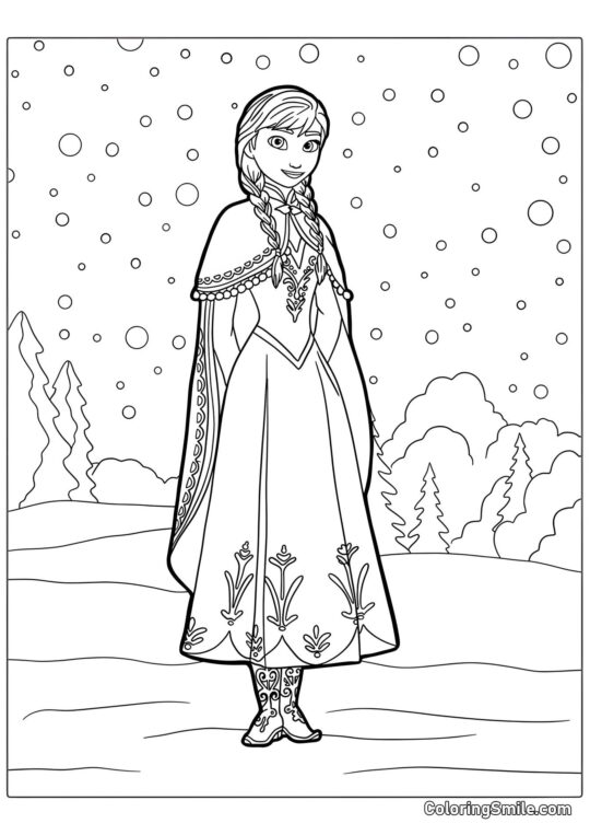 Princesse Anna et neige - Page de Coloriage