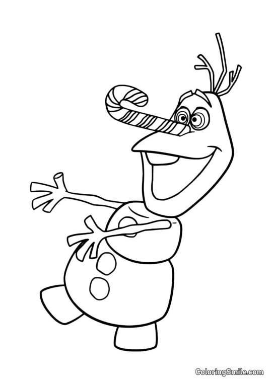 Olaf avec une glace à la place du nez - Page de Coloriage