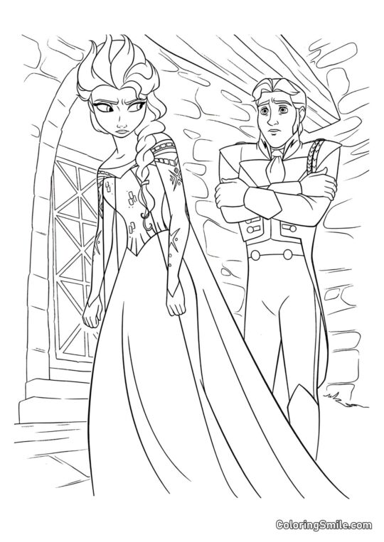 Elsa et Hans - Page de Coloriage