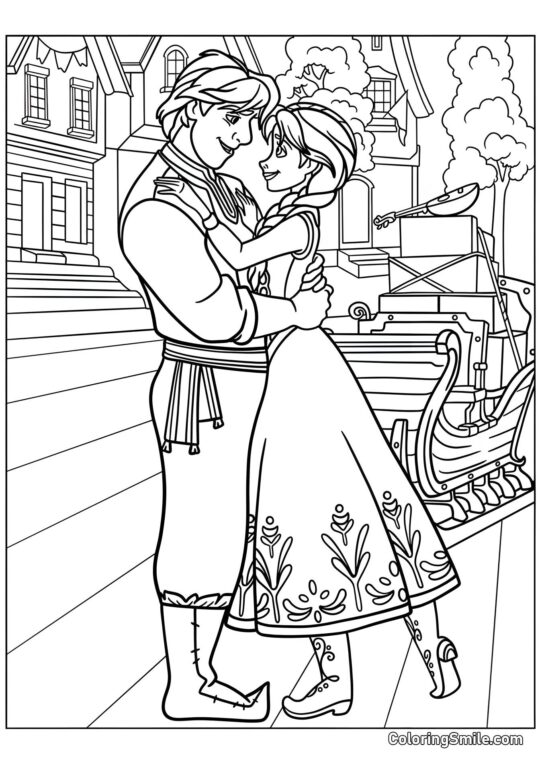 Princesse Anna et Kristoff - Page de Coloriage
