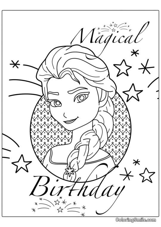 Carte avec Elsa de Frozen Heart - Page de Coloriage