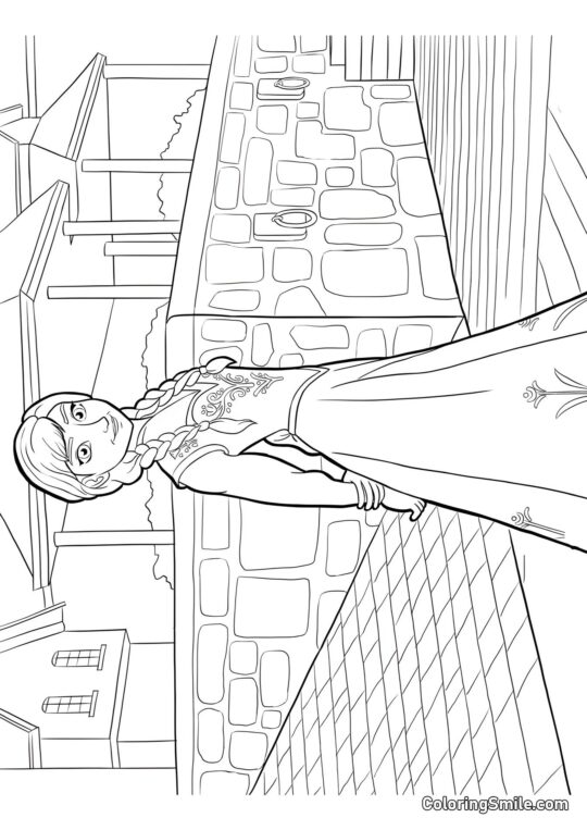 Anna en ville - Page de Coloriage
